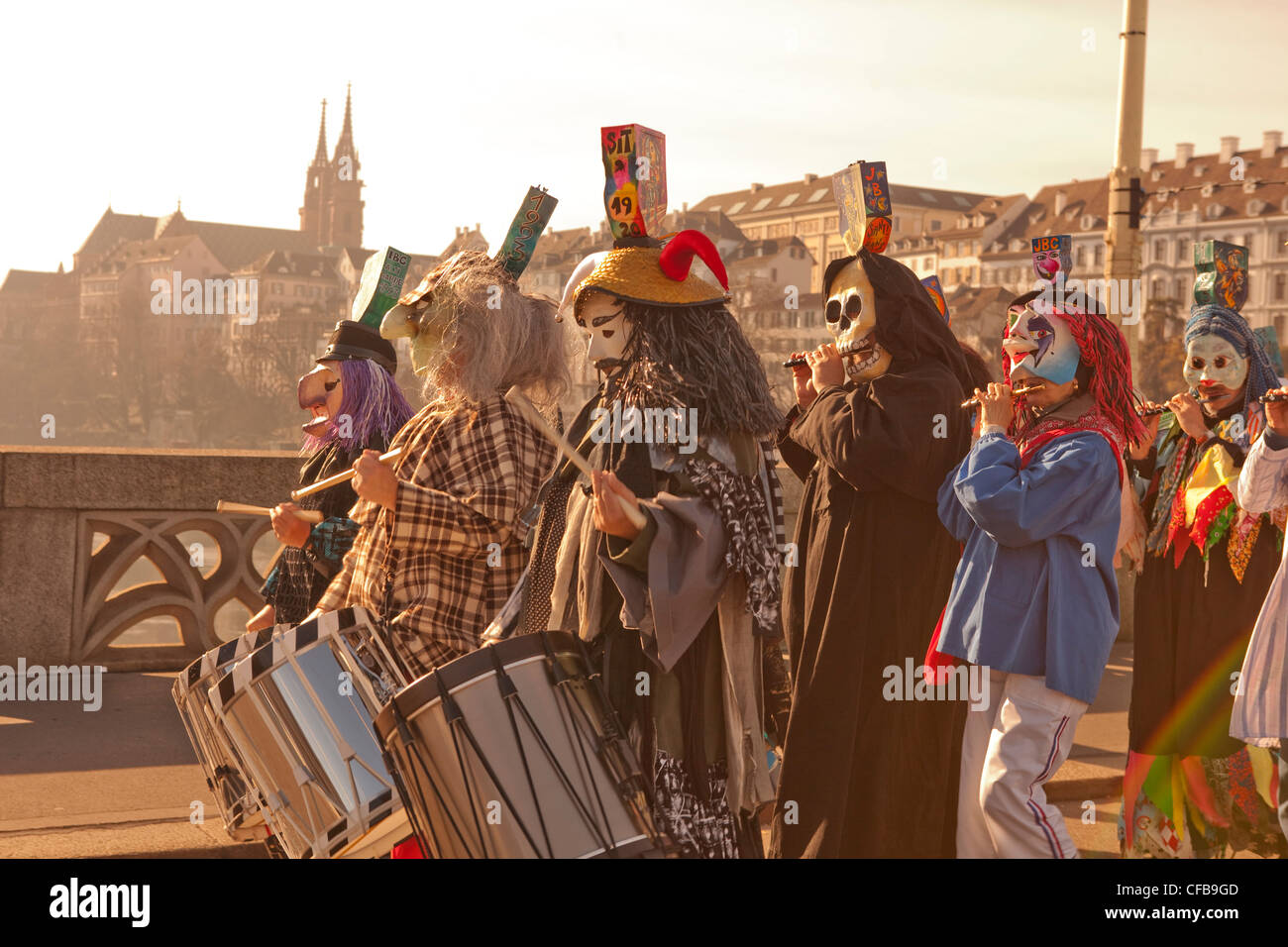 Il Carnevale, Carnevale, paese, città, evento, cantone di Basilea, in Svizzera, Europa, paese, città, umore, mattina, sun, luce, Münster, piper Foto Stock