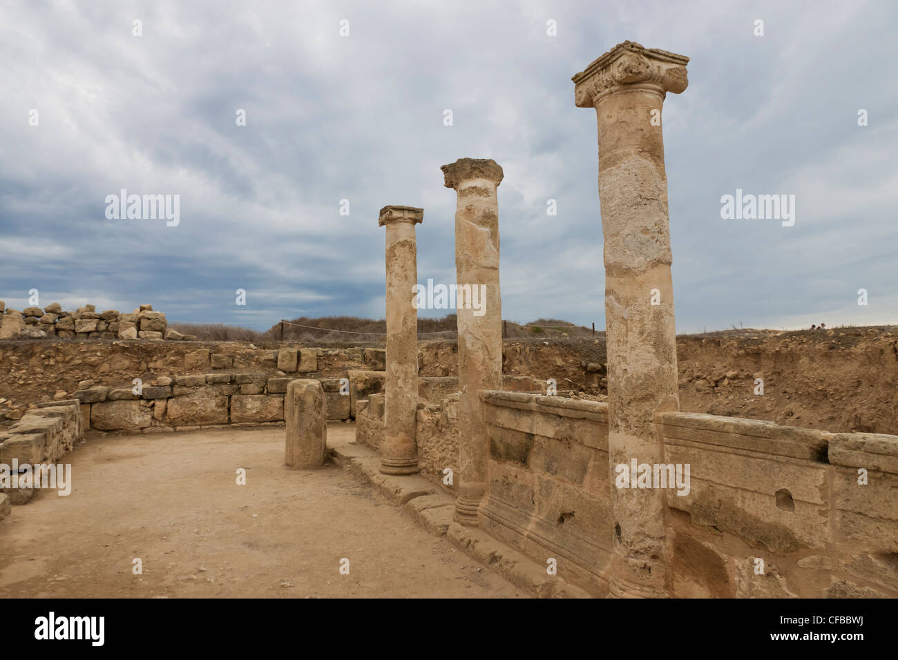 Colonne romane a Paphos sito archeologico, Cipro Foto Stock