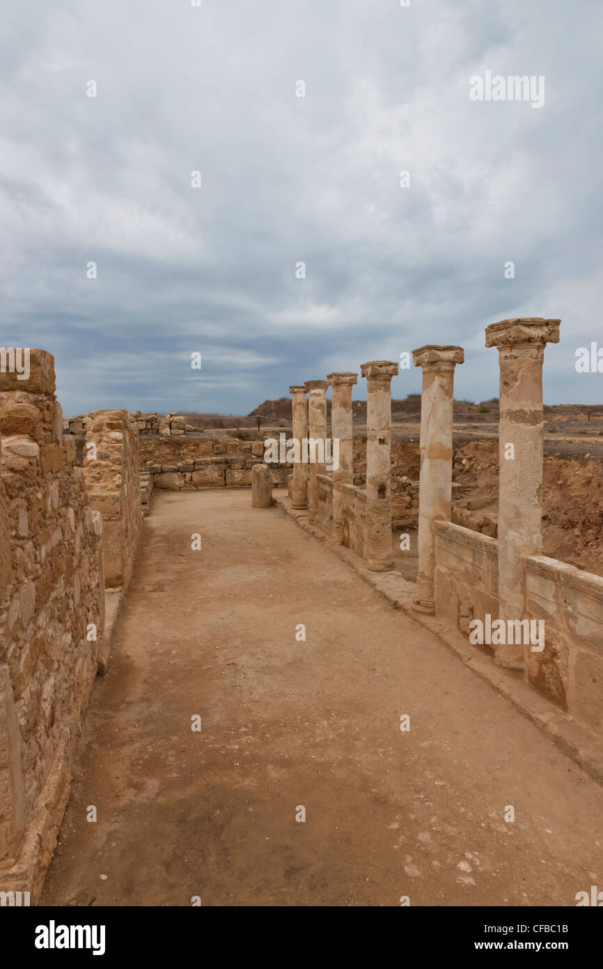 Colonne romane a Paphos sito archeologico, Cipro Foto Stock