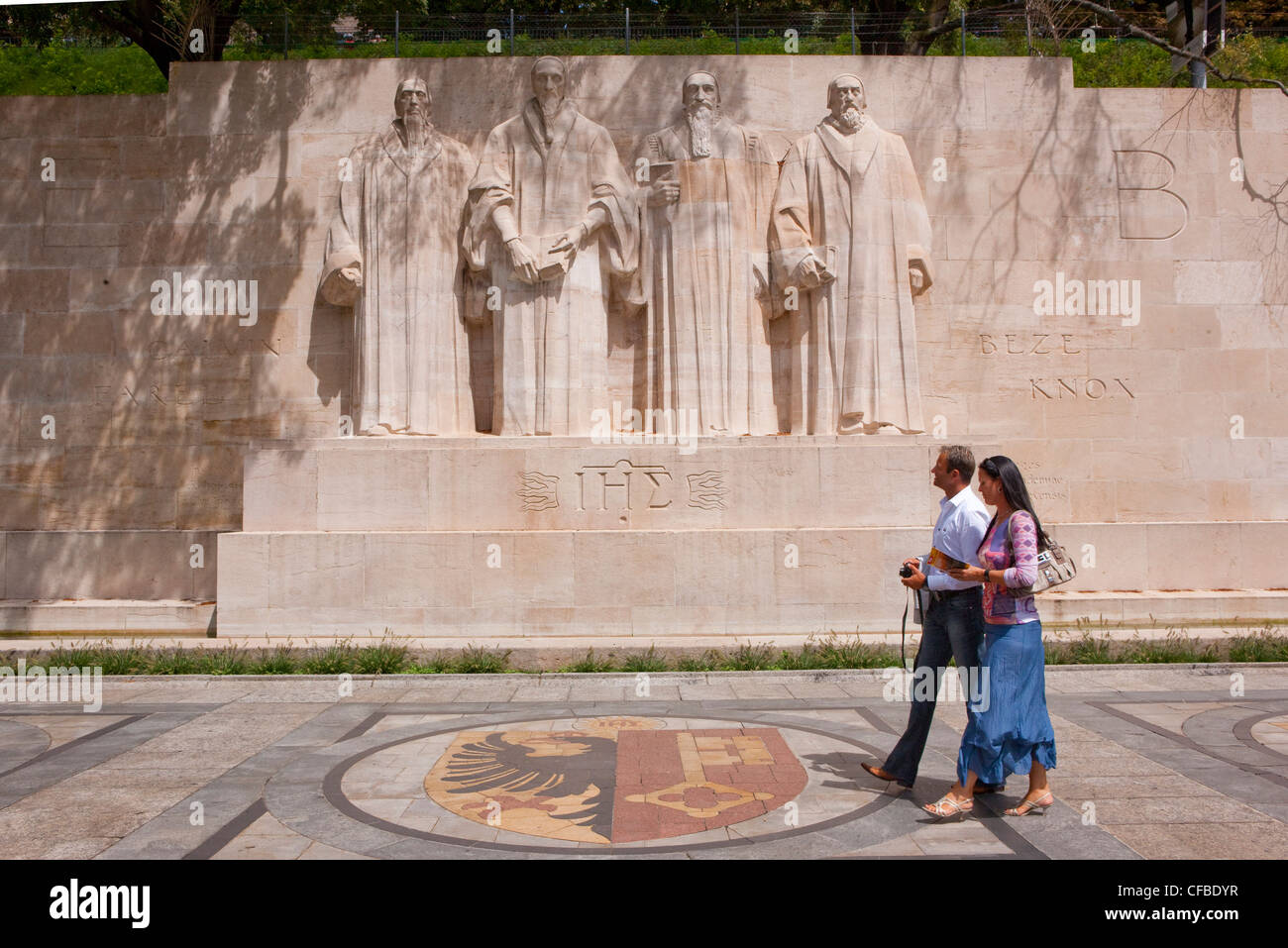 Giovane, il cantone di Ginevra, Svizzera Europa, riforma, monumento, riformatore's Monument, plastica Foto Stock