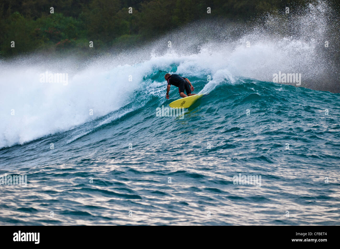 Tow-in surfing, Hawaii Foto Stock