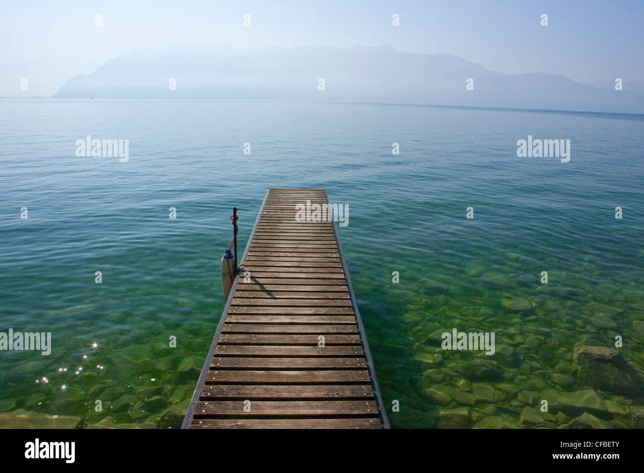 Lago, del cantone di Vaud e di Vaud, Svizzera, Europa Svizzera occidentale, il lago di Ginevra, passerella, acqua Foto Stock