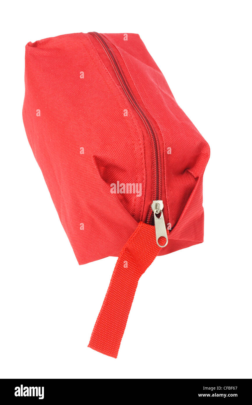 Rosso borsa a mano su sfondo bianco Foto Stock