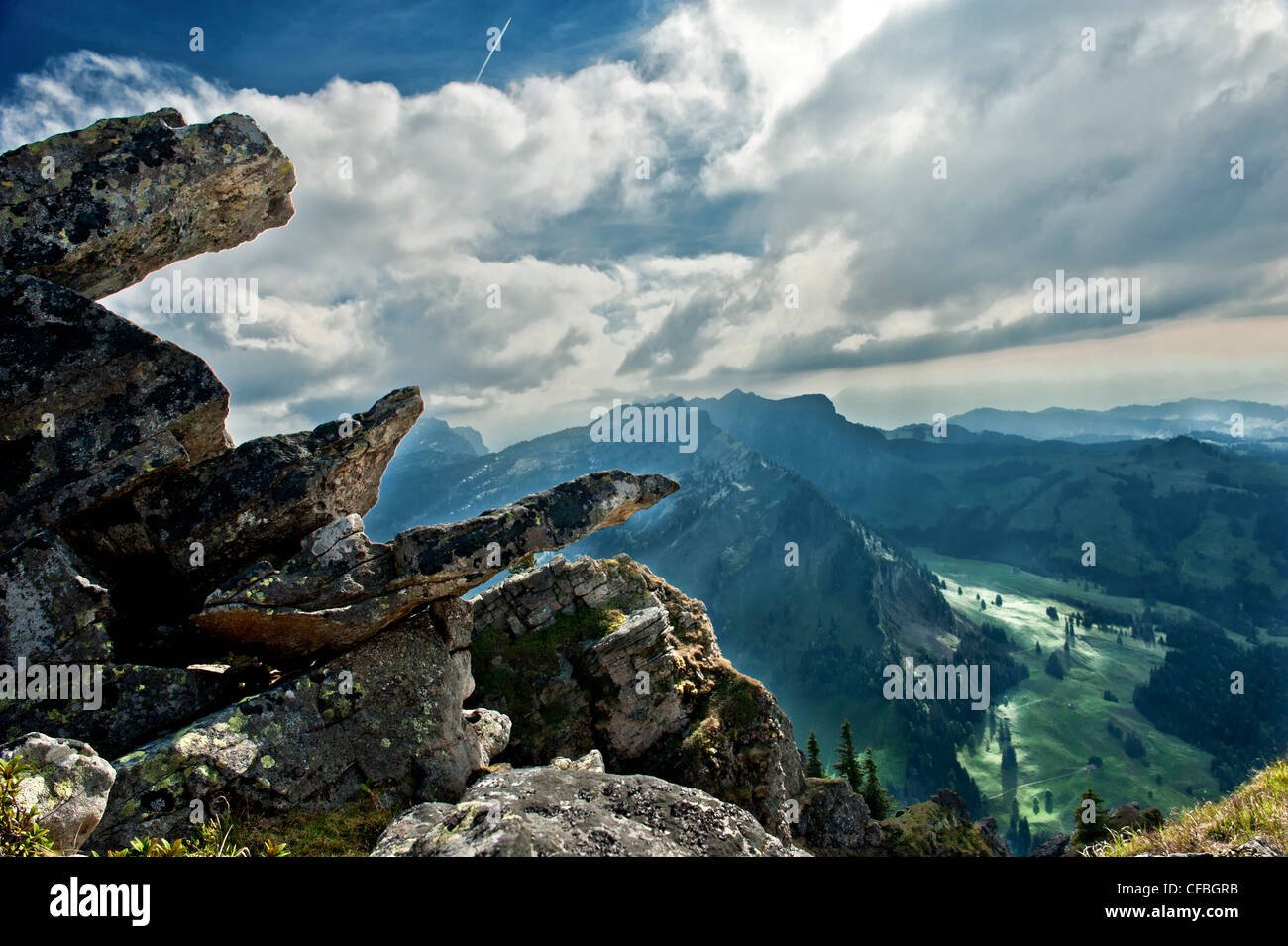 La Svizzera, Canton Berna, Hohgant, paesaggio, paesaggio, Eriz, Trogenhorn, Arnigrat, Alpi, pre-Alpi, le Alpi calcaree, rocce, rock, Foto Stock