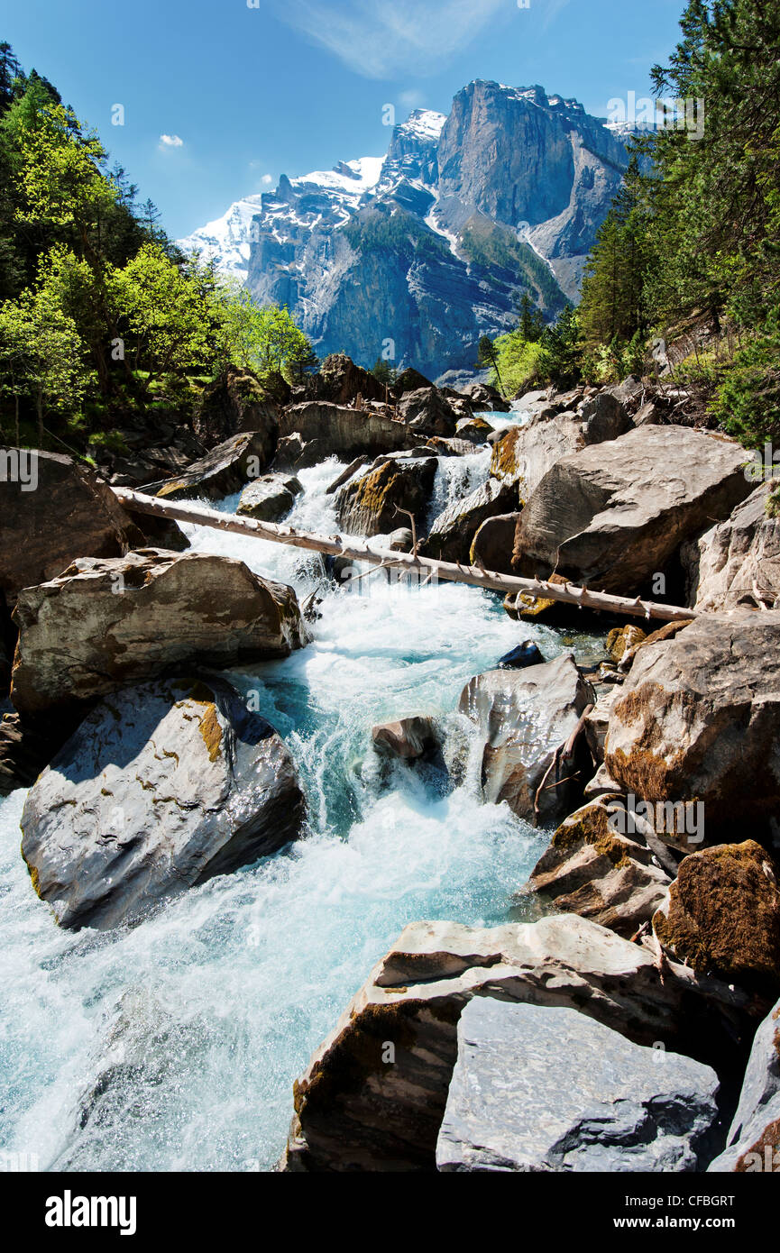 La Svizzera, Canton Berna, Gasteretal, Gasterental, creek, Brook, Torrente di montagna, Beck, acqua, rocce, l'orrido, gorge, canalone, gul Foto Stock