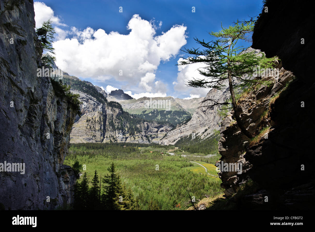 La Svizzera, Canton Berna, Gasteretal, Gasterental, rocce, couloir, scoglio roccioso, scarpata, Oberland bernese, Alpi Bernesi, Foto Stock