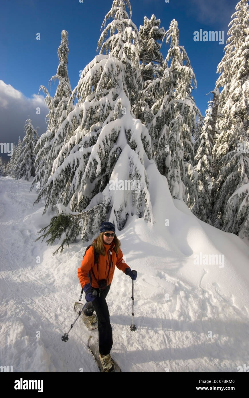 Allison Webb la voce di montagna Hollyburn al Cypress Parco Provinciale vicino a Vancouver BC Canada Foto Stock