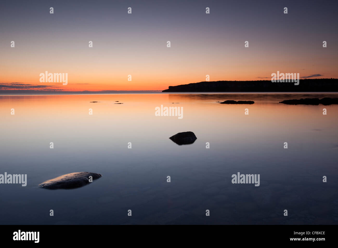 Sunrise a testa di leone in Georgian Bay, Bruce Peninsula, Ontario Canada Foto Stock