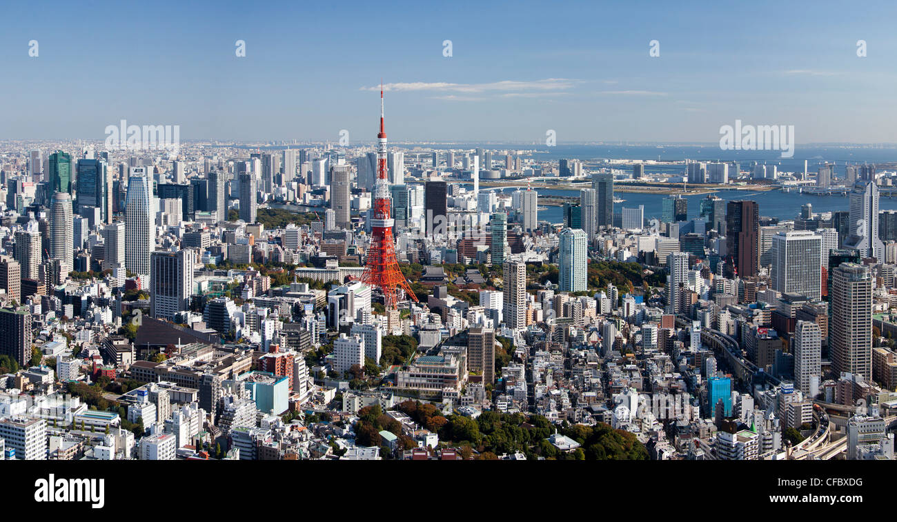 Giappone, Asia, Tokyo, città, Tokyo, architettura, grandi edifici, occupato, enorme metropoli, panorama, skyline, torre, viaggi, turismo Foto Stock