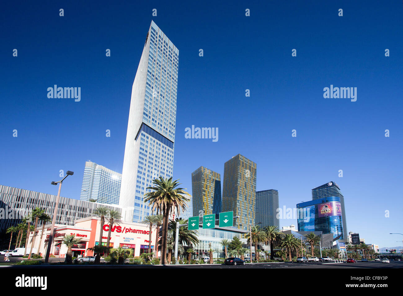 Stati Uniti d'America, Stati Uniti, America, Nevada, Las Vegas, Città, striscia, Avenue, casinò, colorato, famoso, moderno, nuovo skyline, skyscrape Foto Stock