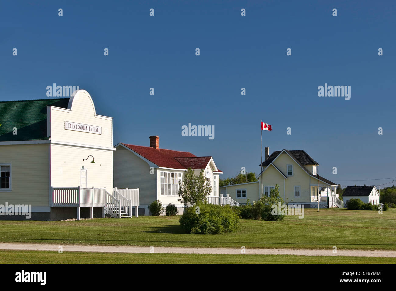 Storico insediamento islandese di Hecla Village, Hecla Isola Parco Provinciale, Manitoba, Canada. Foto Stock