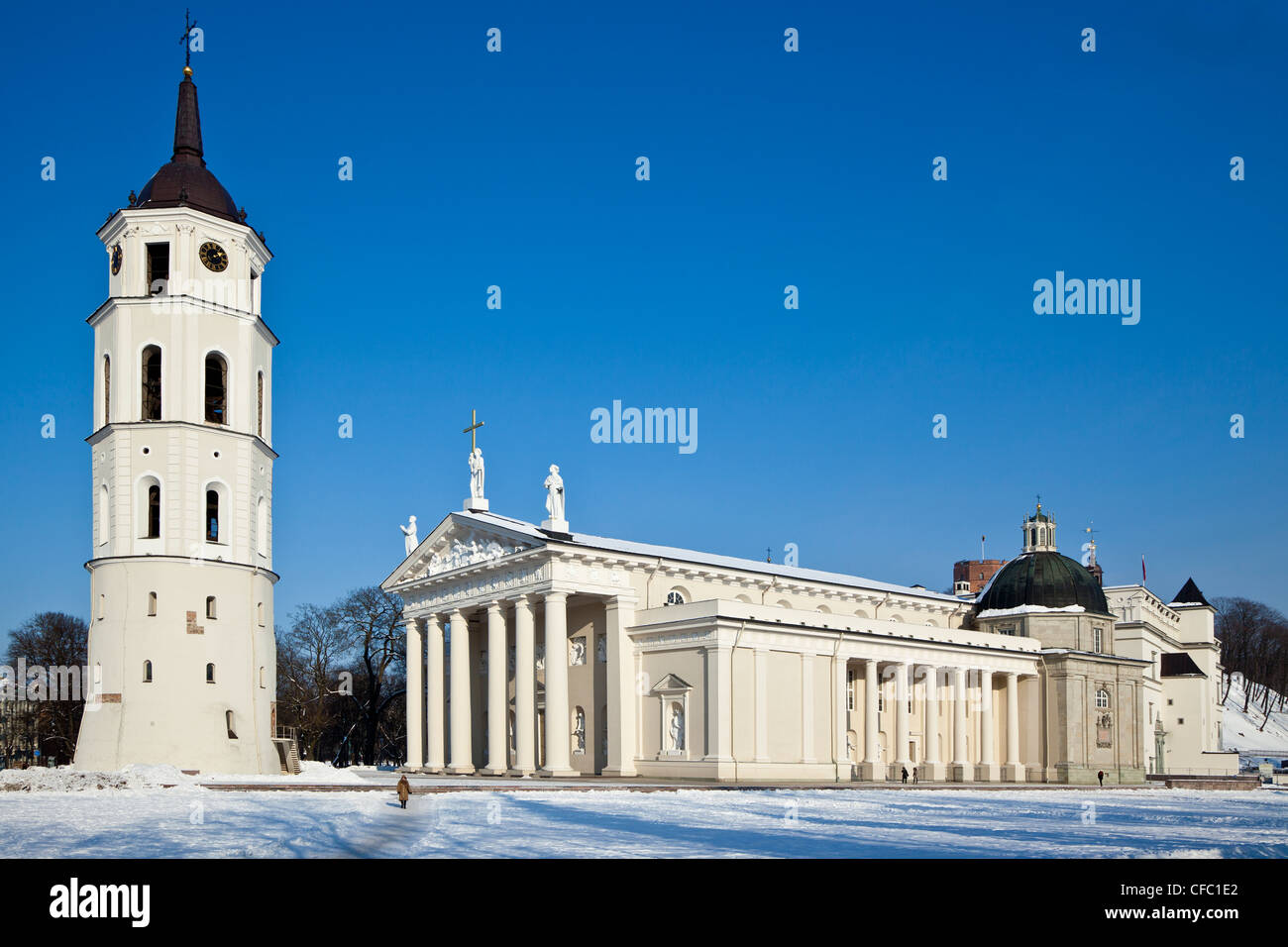 La cattedrale di Vilnius nella neve Foto Stock