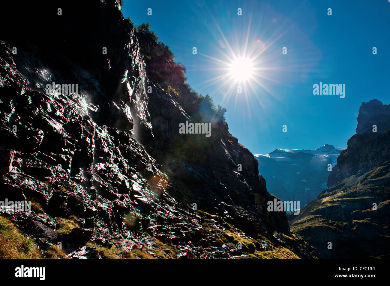 Alpi, Berge, paesaggio montano paesaggio montano paesaggio di montagna, mountainscape, montagne, Alpi Bernesi, Cliff, rock fa Foto Stock