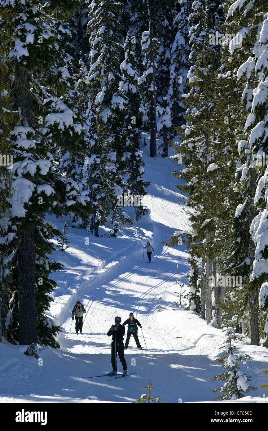 Gli amanti dello sci di fondo sci torna Raven Lodge Foto Stock