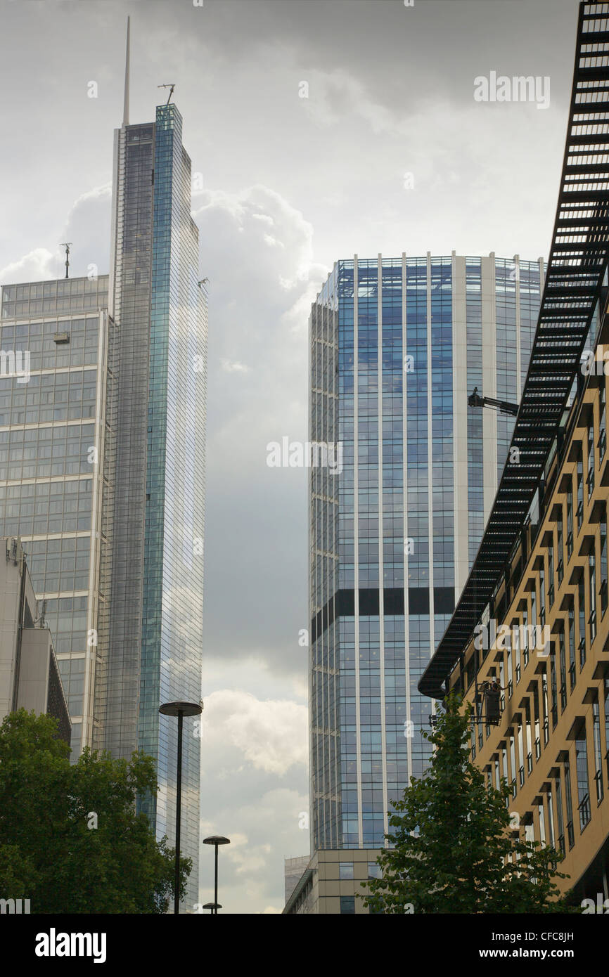 Heron Tower e 99 Bishopsgate, città di Londra, Inghilterra. Foto Stock