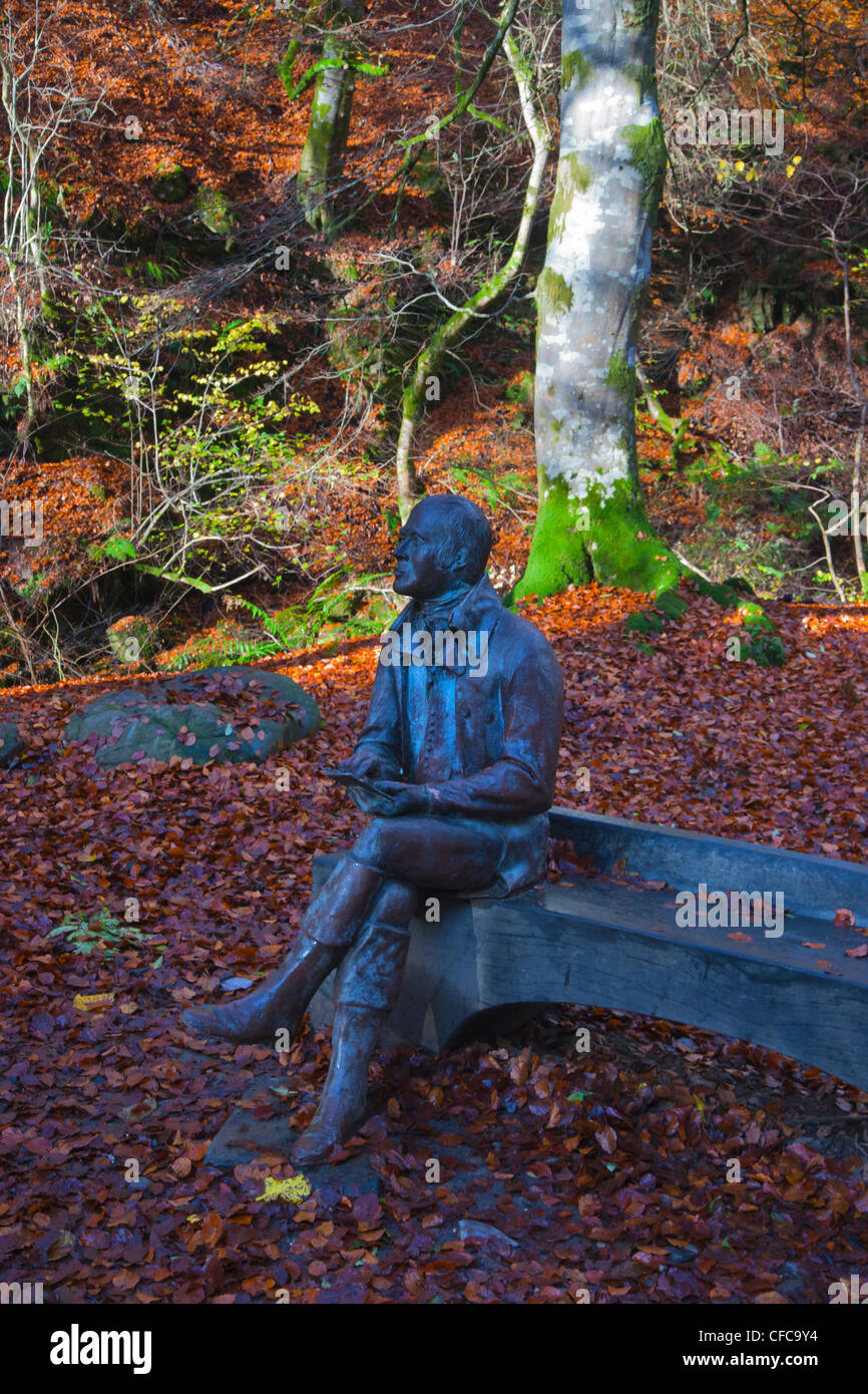Burns statua, Birks di Aberfeldy, Perthshire, Scotland, Regno Unito Foto Stock