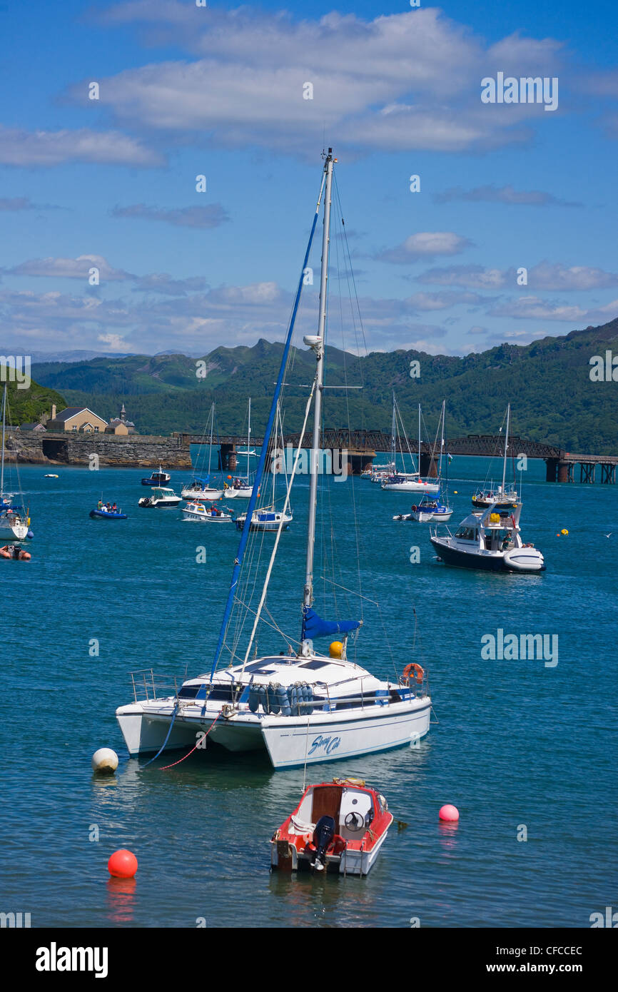 Blaenau Ffestiniog, a estuario, estate, barche, Galles del Nord, Regno Unito Foto Stock