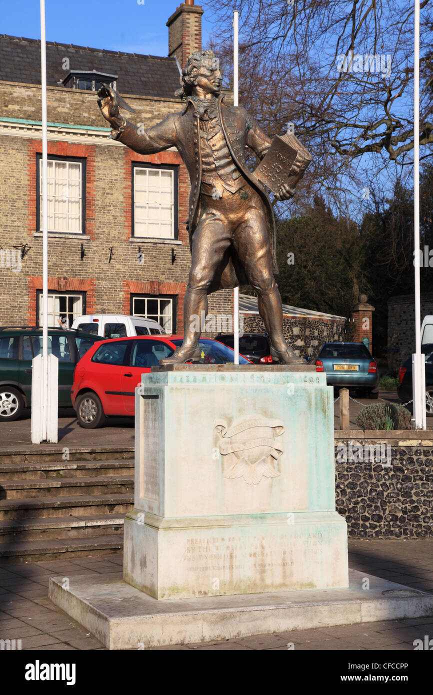 Statua di Thomas Paine a Thetford, Norfolk, Inghilterra Foto Stock