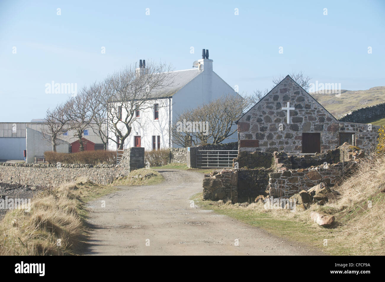 San Columba la cappella sulla isola di Canna nelle Ebridi Interne al largo della costa occidentale della Scozia. Foto Stock