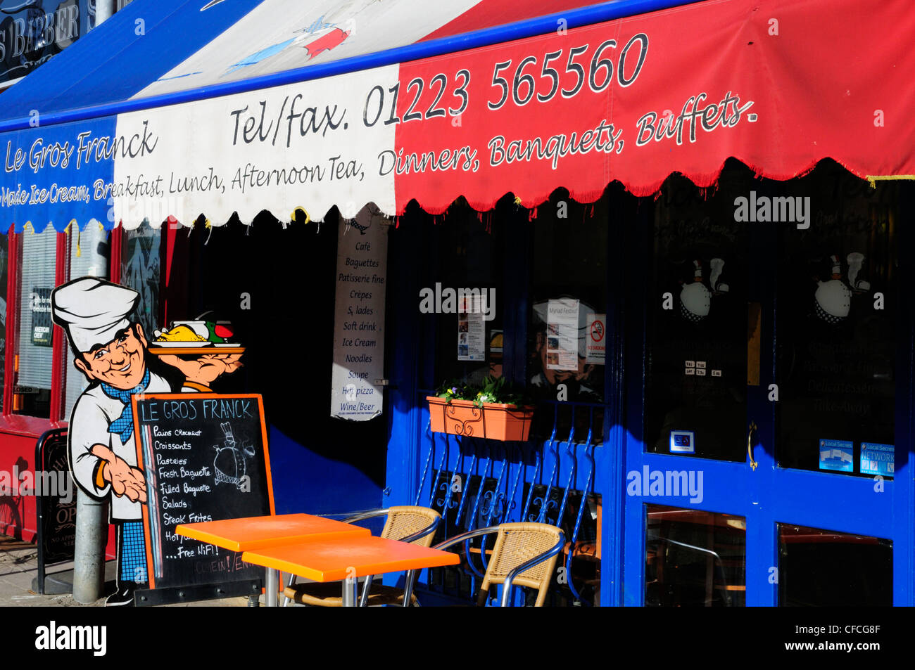 Le Gros Franck French Restaurant Cafe, Hills Road, Cambridge, Inghilterra, Regno Unito Foto Stock