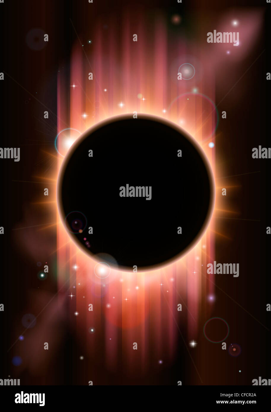 Un avveniristico science fiction eclipse concetto di sfondo Foto Stock
