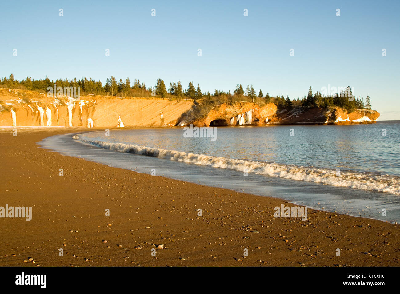 San Martin's Beach in inverno, Baia di Fundy, New Brunswick, Canada Foto Stock