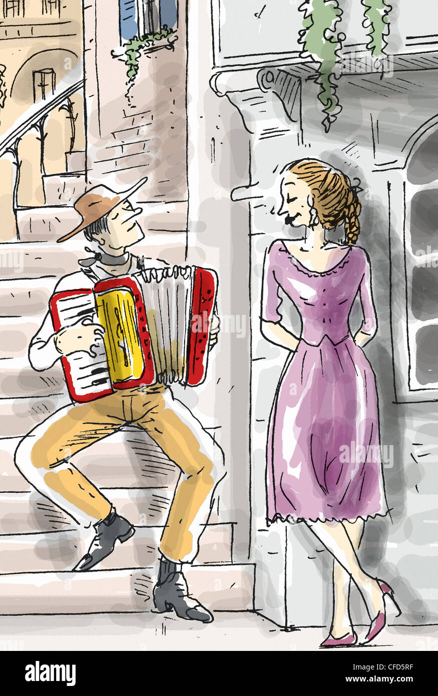 Una donna che suona la fisarmonica immagini e fotografie stock ad alta