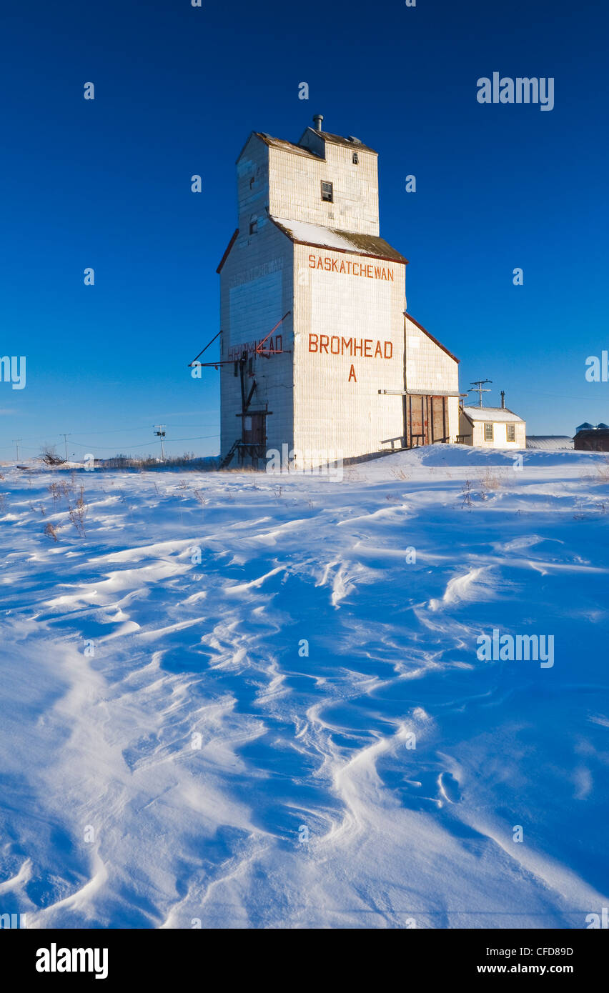 Elevatore della granella, Bromhead, Saskatchewan, Canada Foto Stock