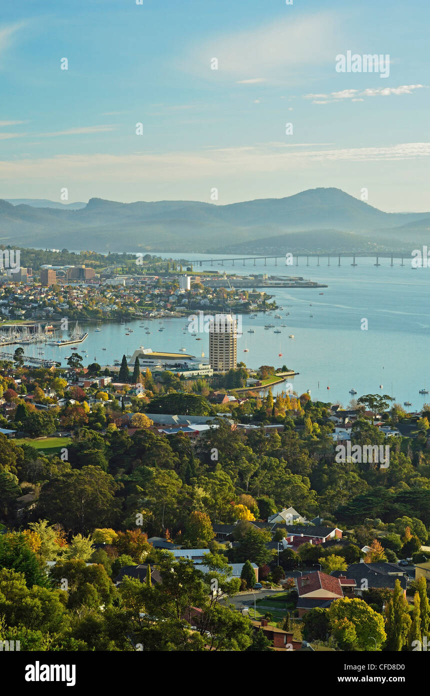 Hobart e il fiume Derwent, Tasmania, Australia Pacific Foto Stock