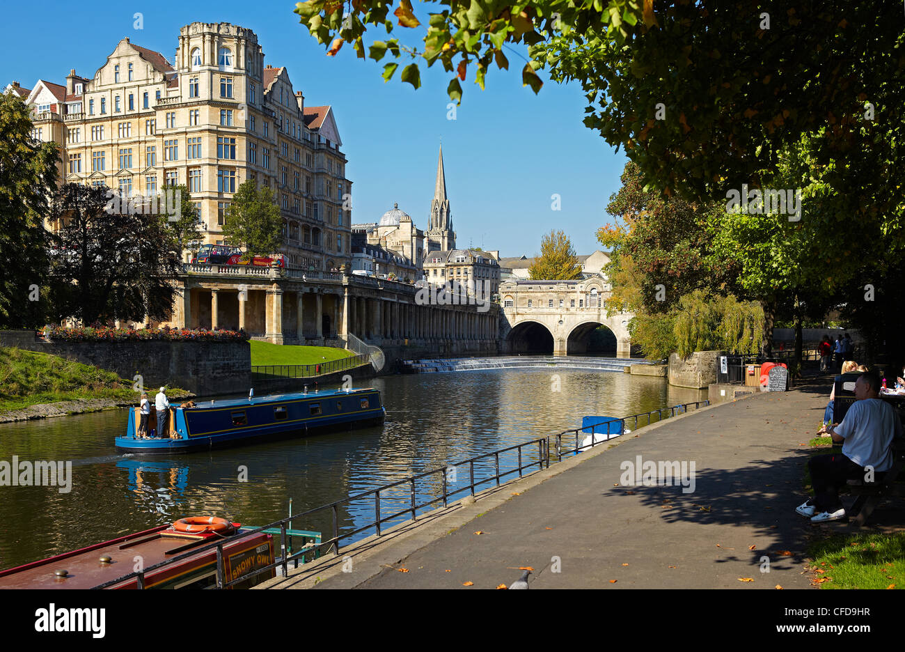 Abbey Hotel e Pulteney Bridge, bagno, England, Regno Unito Foto Stock