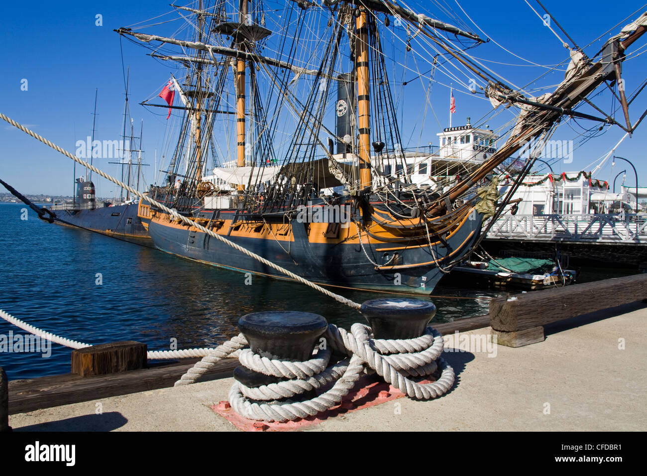 HMS Sorpresa al Museo Marittimo, Embarcadero, San Diego, California, Stati Uniti d'America, Foto Stock