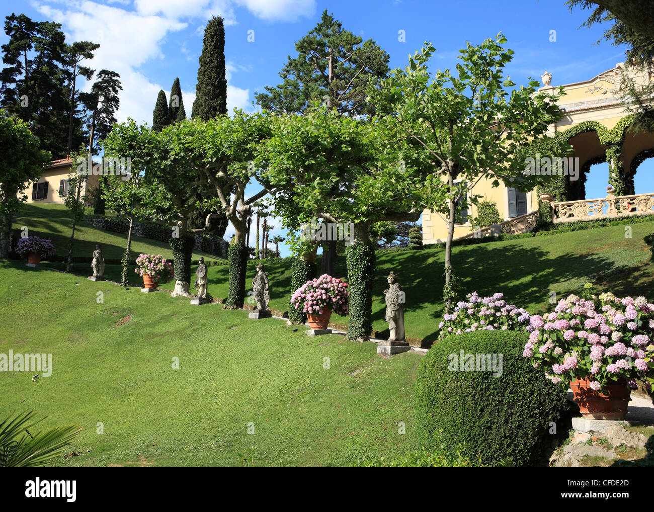 Giardino della Villa Balbianello Lenno, Lago di Como, Lombardia, Italia, Europa Foto Stock