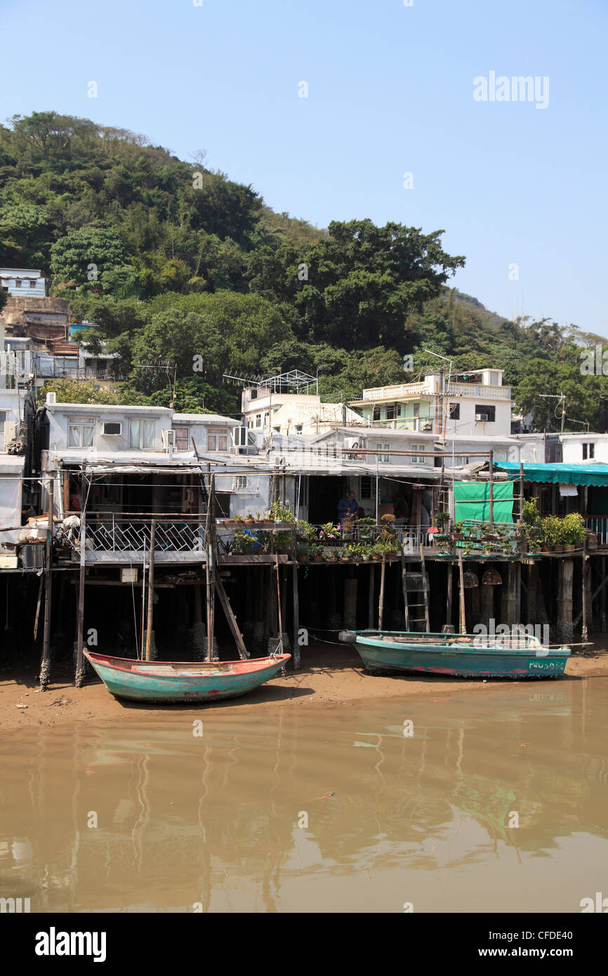Palafitte, villaggio di pescatori Tai O, l'Isola di Lantau, Hong Kong, Cina, Asia Foto Stock