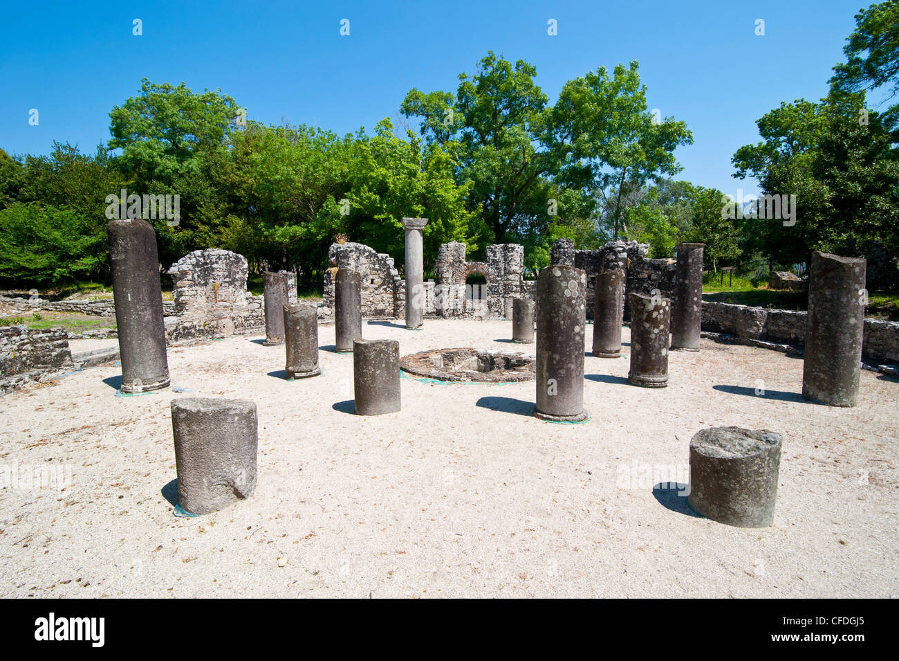Le rovine Romane di Butrinto, Sito Patrimonio Mondiale dell'UNESCO, Albania, Europa Foto Stock