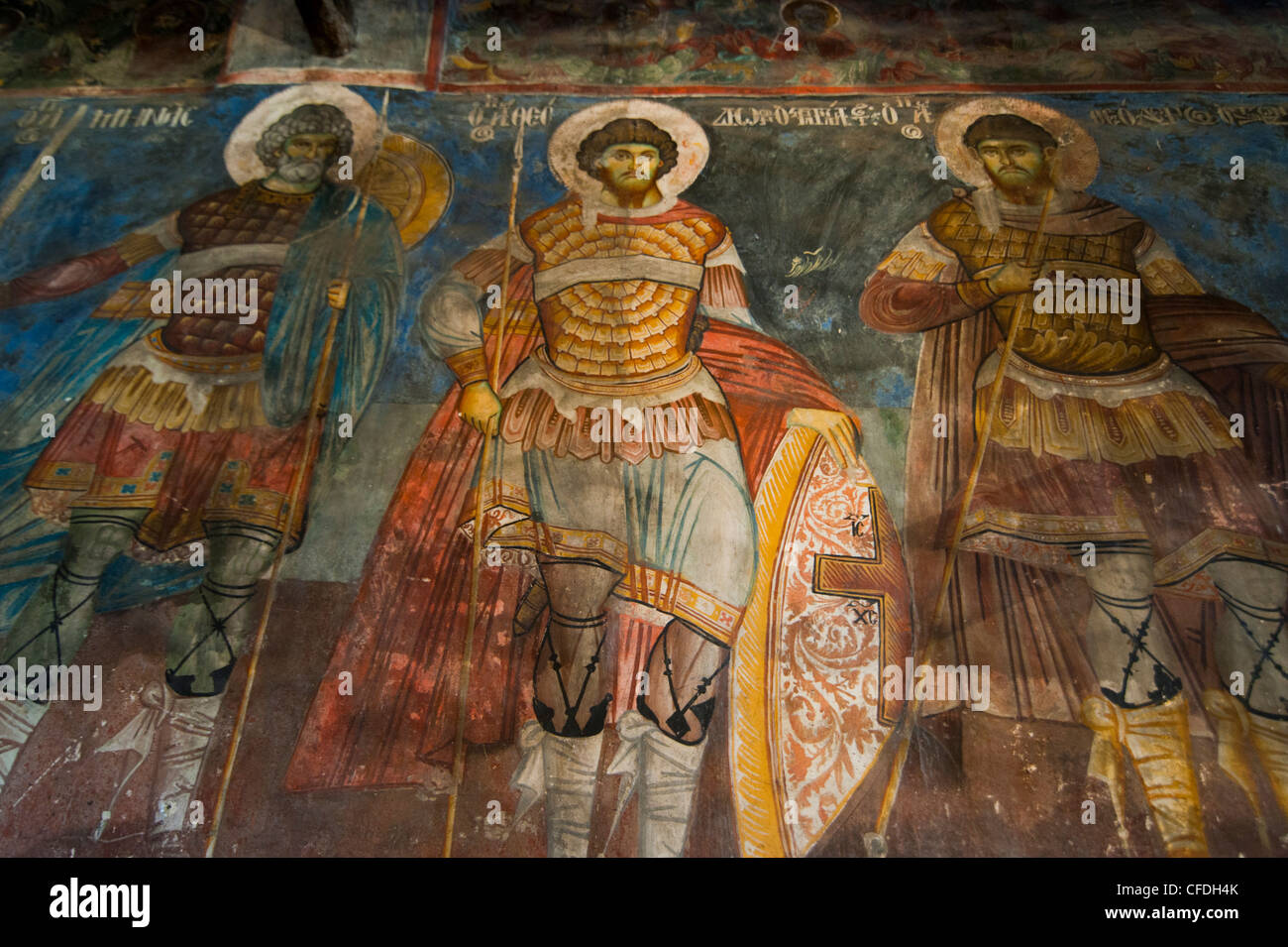 Affreschi, antiche chiese ortodosse di Voskopoja, Albania, Europa Foto Stock
