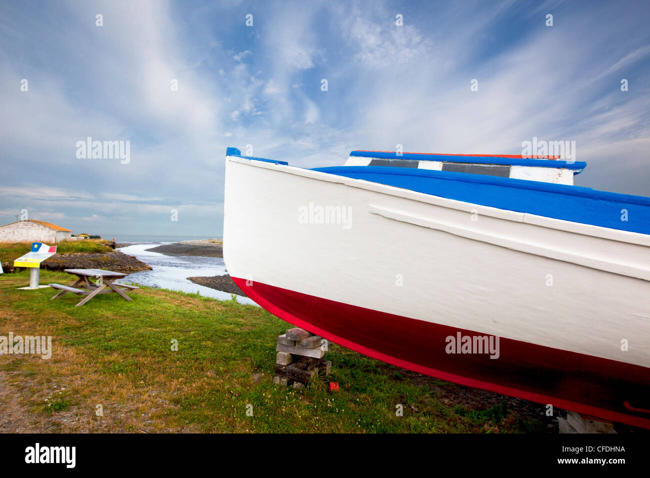 Acadian barca da pesca, Salmon River, Baia di Fundy, Nova Scotia, Canada Foto Stock