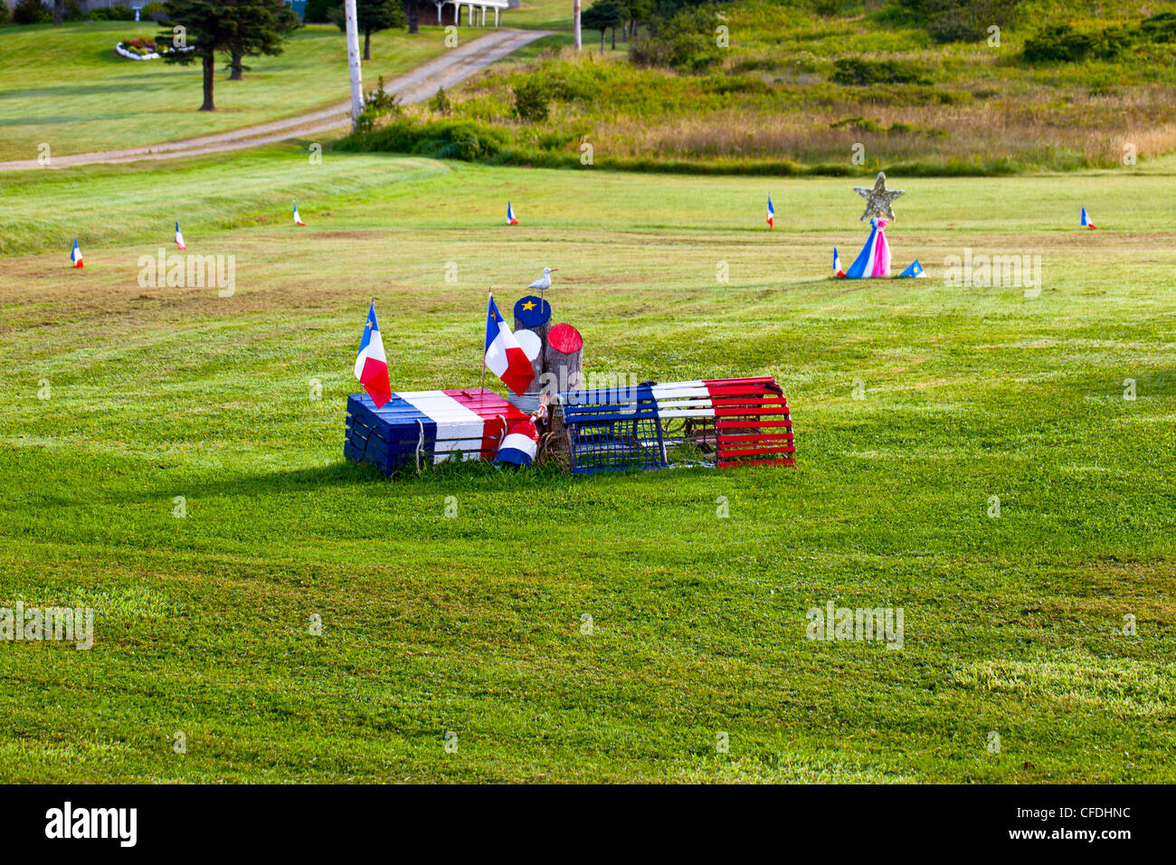 Trappole di aragosta, Acadian giorni, Salmon River, Baia di Fundy, Nova Scotia, Canada Foto Stock