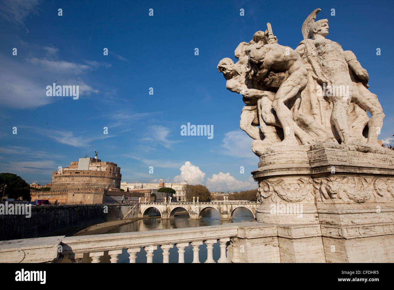 La fortezza papale di Castel Sant'Angelo visto da Vittorio Emanuele II ponte, Roma, Italia, Europa Foto Stock