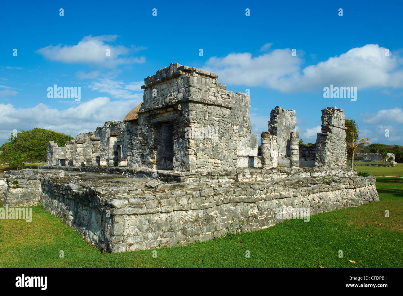 Maya antico sito archeologico di Tulum, Tulum, Quintana Roo, Messico Foto Stock