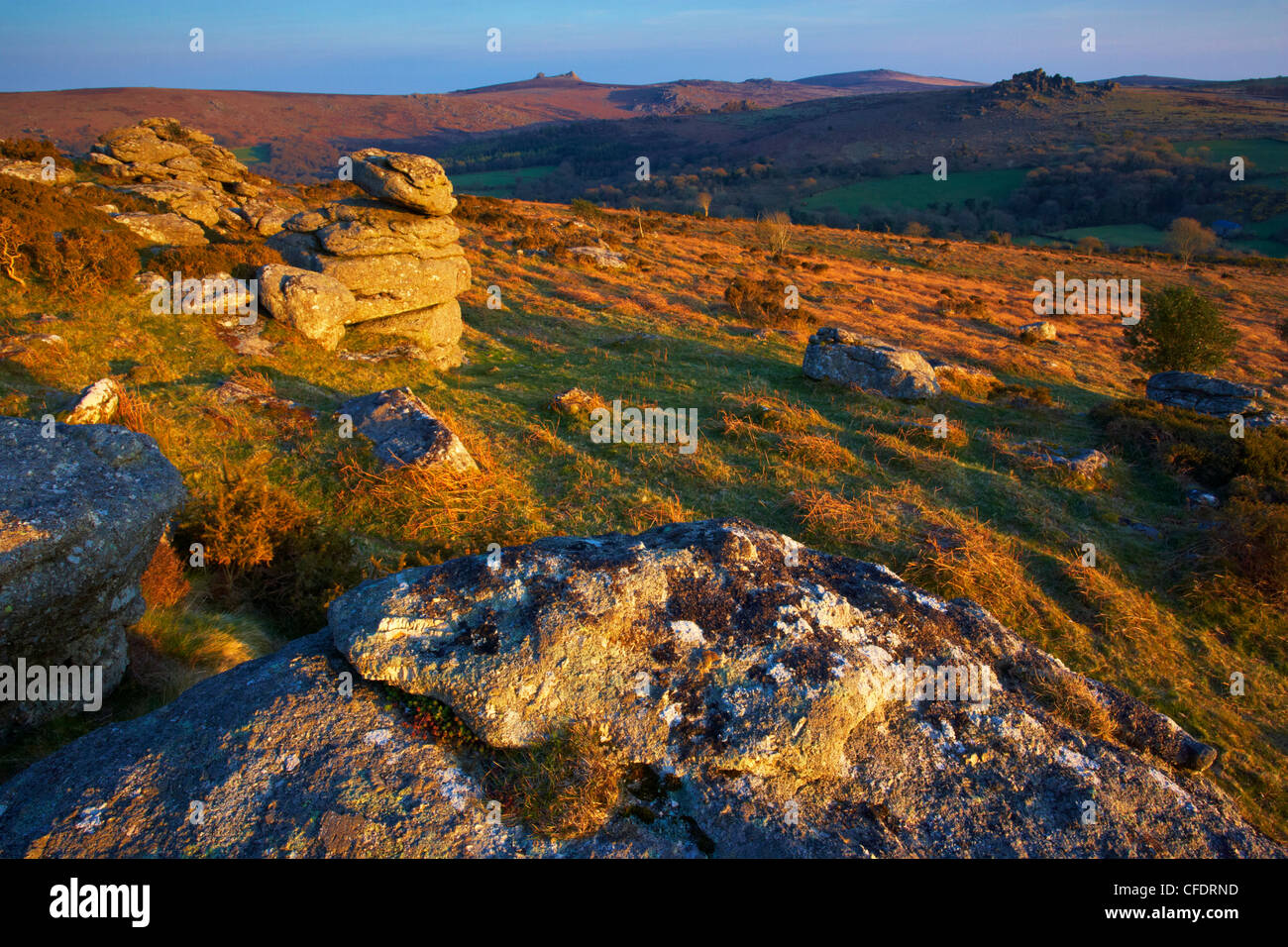 Una scena ripresa nei pressi di Bowerman del naso, Dartmoor Devon, Inghilterra, Regno Unito, Europa Foto Stock