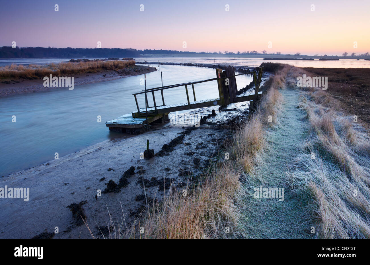 Un congelati marzo mattina a Blythburgh estuario, Suffolk, Inghilterra, Regno Unito, Europa Foto Stock