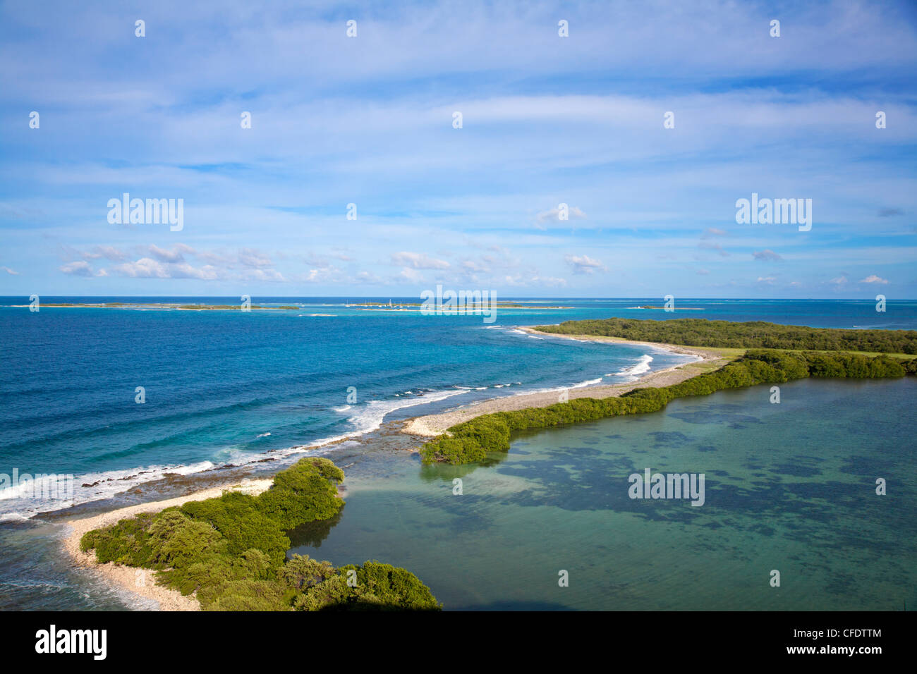 Vista del Gran Roque, Arcipelago di Los Roques PARCO NAZIONALE, Venezuela, Sud America Foto Stock