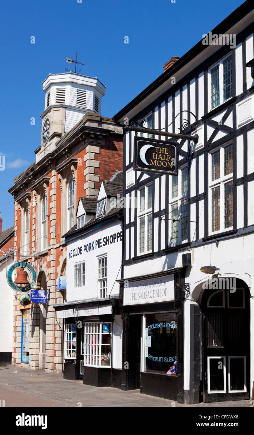 Ye Olde pasticcio di maiale Shoppe, Dickinson e Morris, una città,a Melton Mowbray Town Center, Leicestershire, England, Regno Unito Foto Stock