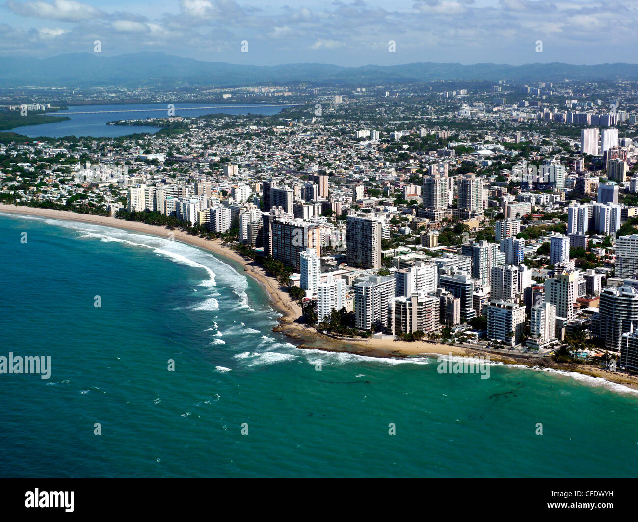 Vista aerea di San Juan, Puerto Rico, West Indies, dei Caraibi e America centrale Foto Stock