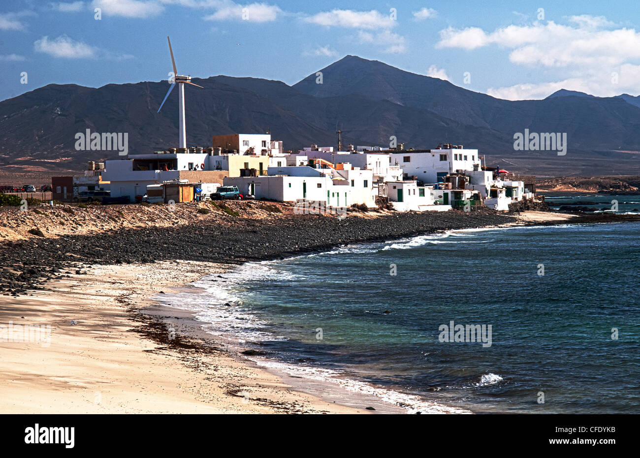 Fuerteventura puertito de la cruz la città e la spiaggia di sabbia Foto Stock