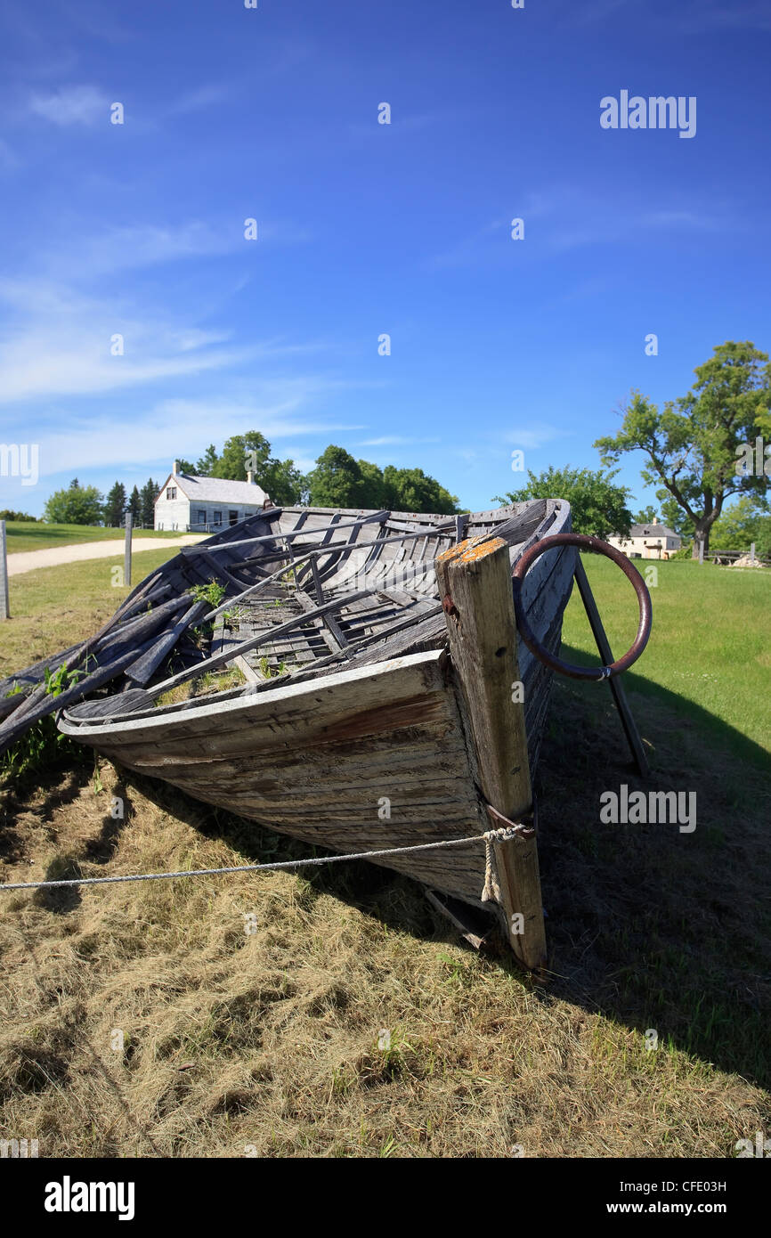 York barca, abbassare Fort Garry National Historic Site, Manitoba, Canada. Foto Stock