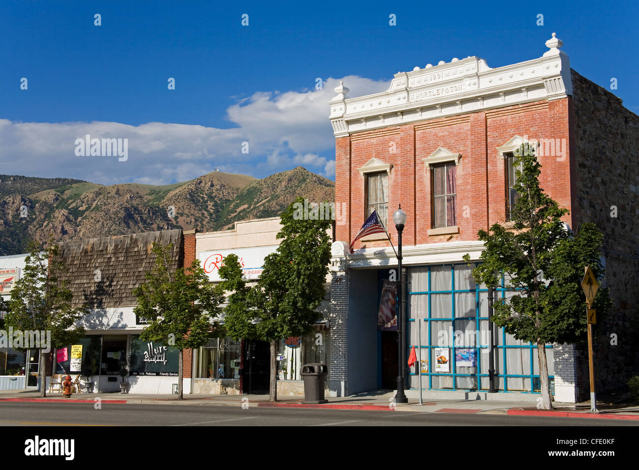 Storica strada principale in Brigham City, Utah, Stati Uniti d'America, Foto Stock