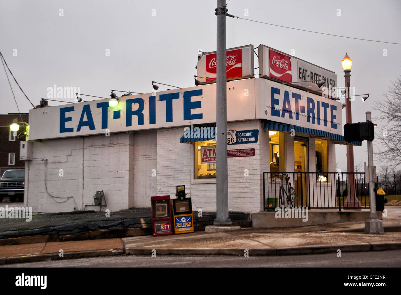 Storico di rito mangiare Diner sul percorso 66 a St Louis, MO Foto Stock