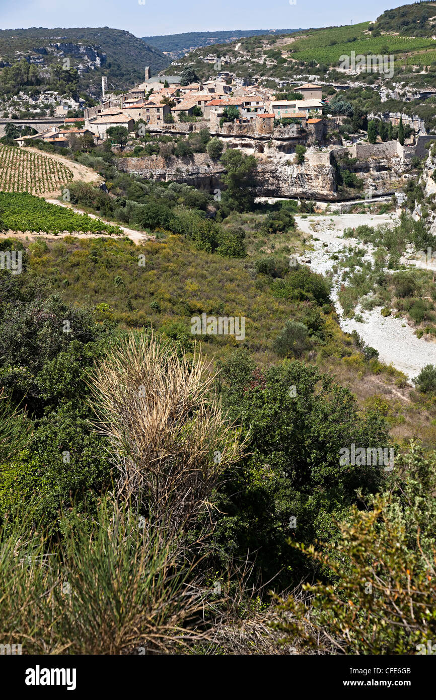 Minerve, un cataro Languedoc village, Herault, Francia Foto Stock
