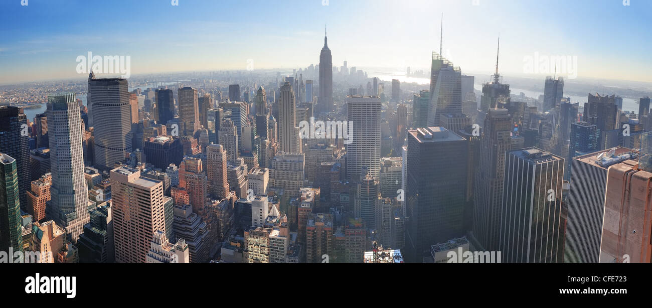 La città di New York skyline di Manhattan antenna vista panorama nel giorno. Foto Stock